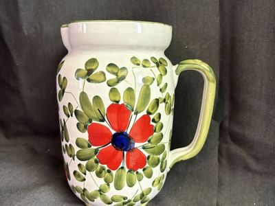 Vintage Handmade Italian Pottery Pitcher – Hand Painted Floral – Made in Italy $20 cash/venmo In Draper
