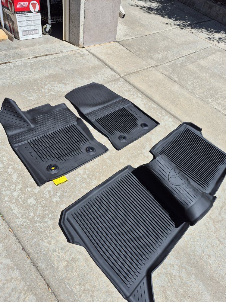 NEW Toyota Tundra Crew Cab OEM All-Weather Rubber Floor Mats Set - Black fits late model Tundra.