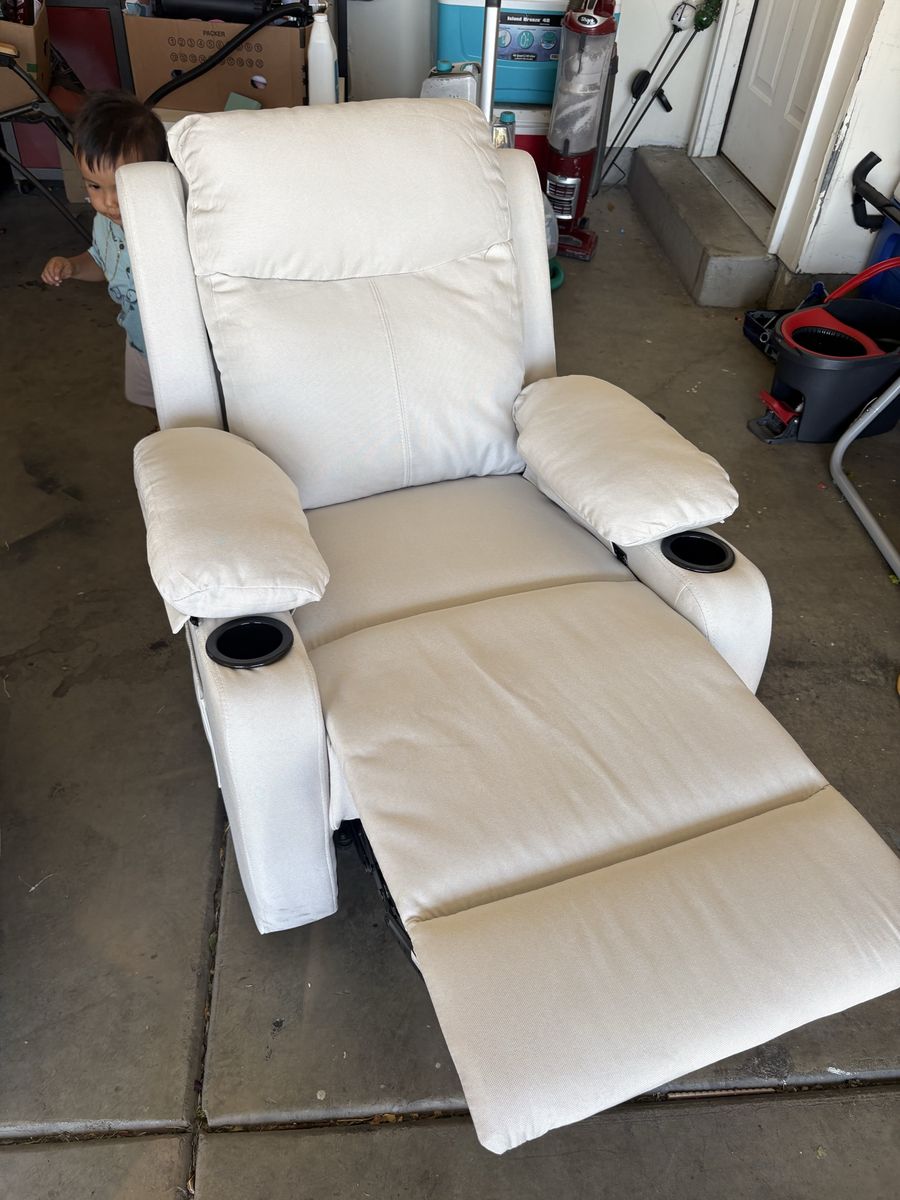 New Fabric Recliner Chair with Dual Cup Holders