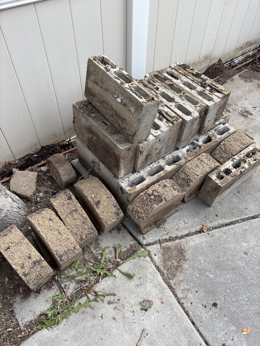 Cinderblocks and landscaping blocks