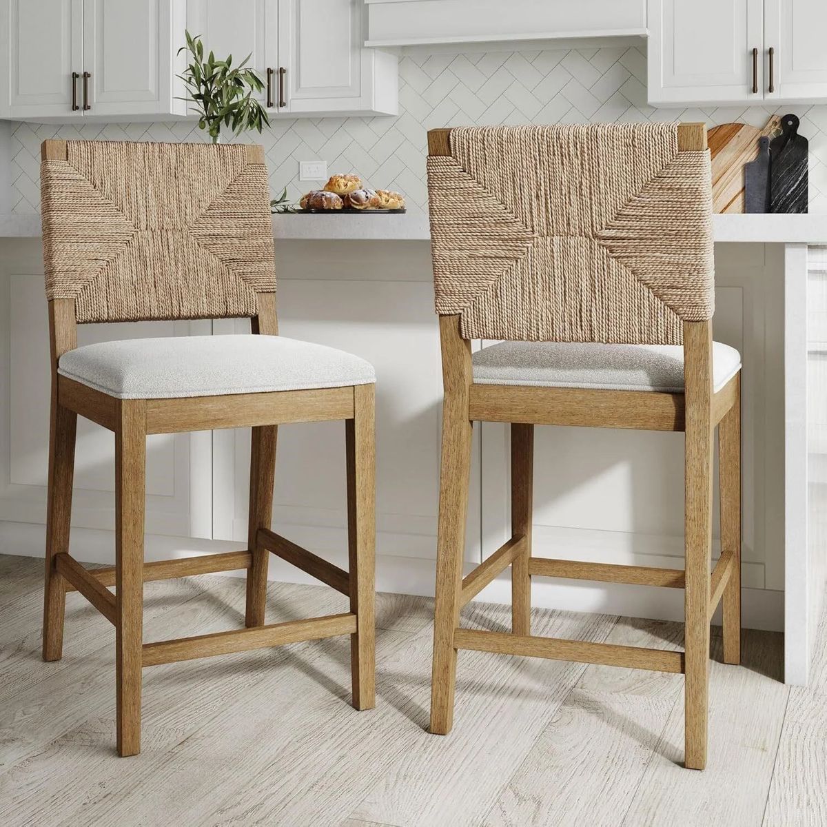 Nathan James Set of 4 Beacon Boucle Bar Stools