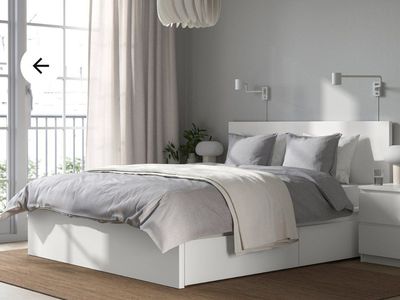 IKEA Nordli White Bed Frame with Storage Drawers