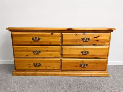 Solid knotty pine dresser and night stand