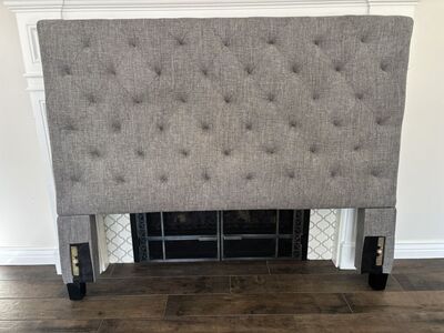Queen Gray Grey Tufted Upholstered Headboard cute