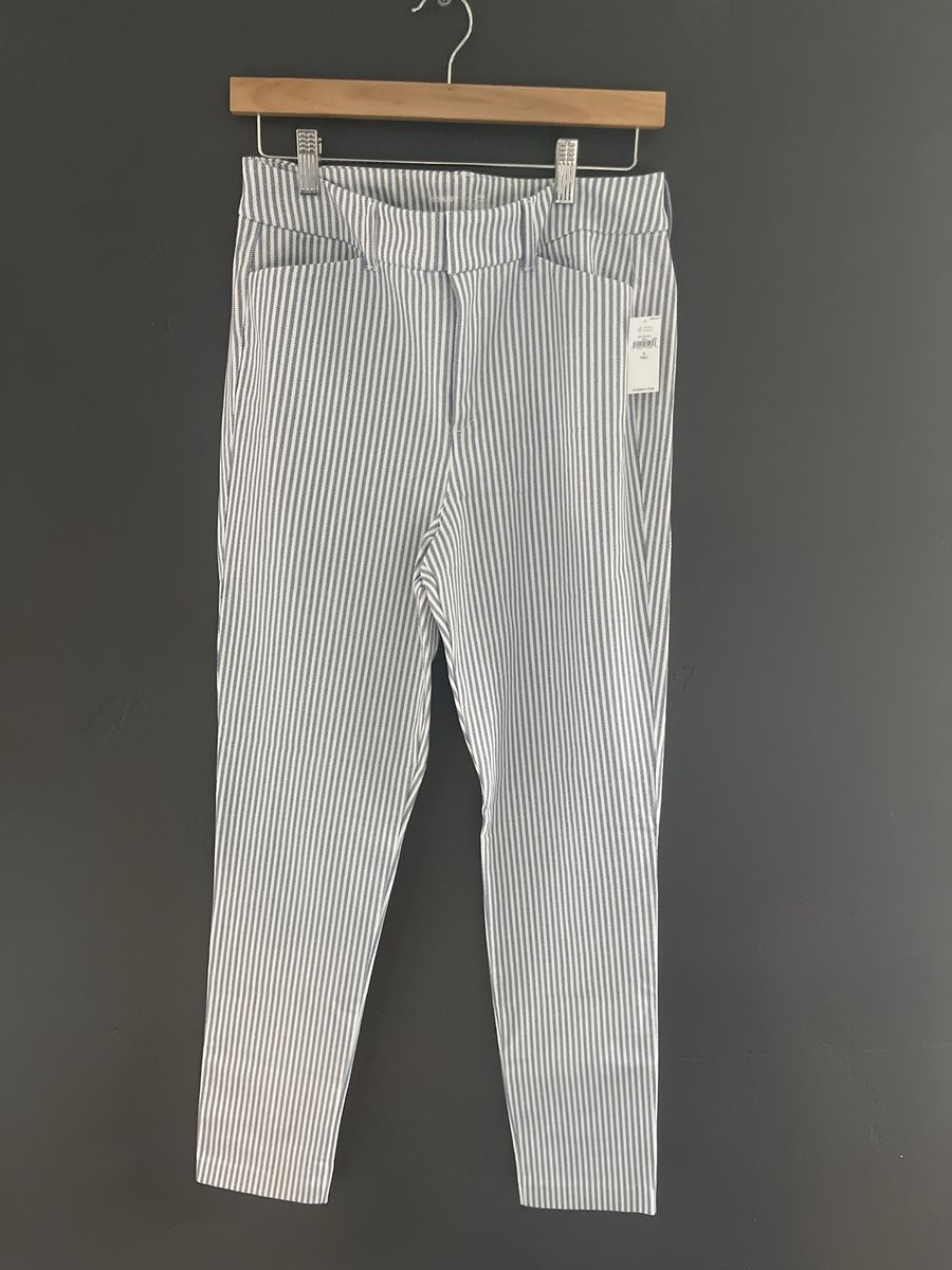 New Old Navy Women's Pants Size 8 Tall Navy/White Stripe Stretch