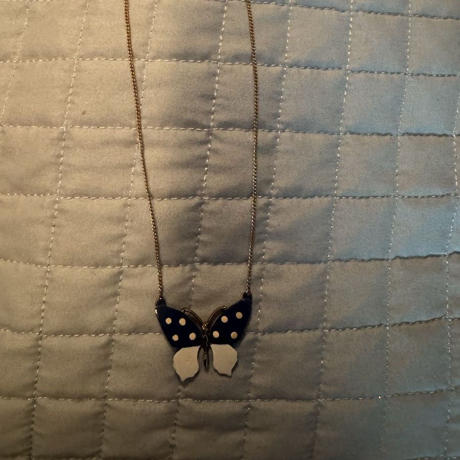 Patriotic blue & white Butterfly Necklace