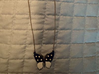 Patriotic blue & white Butterfly Necklace