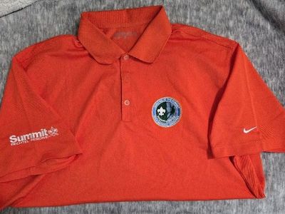 2013 Boy Scout Jamboree, polo, dark orange, size extra large.