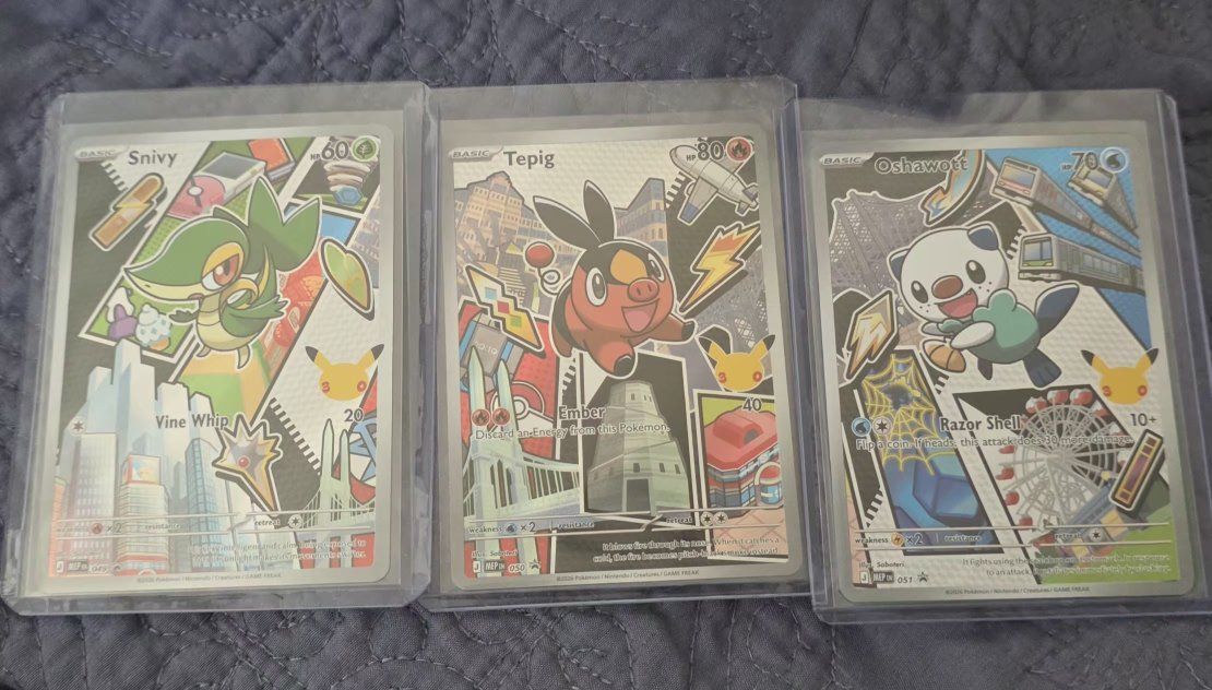 Pokemon first partners Snivy, Tepig, Oshawott Promo Cards