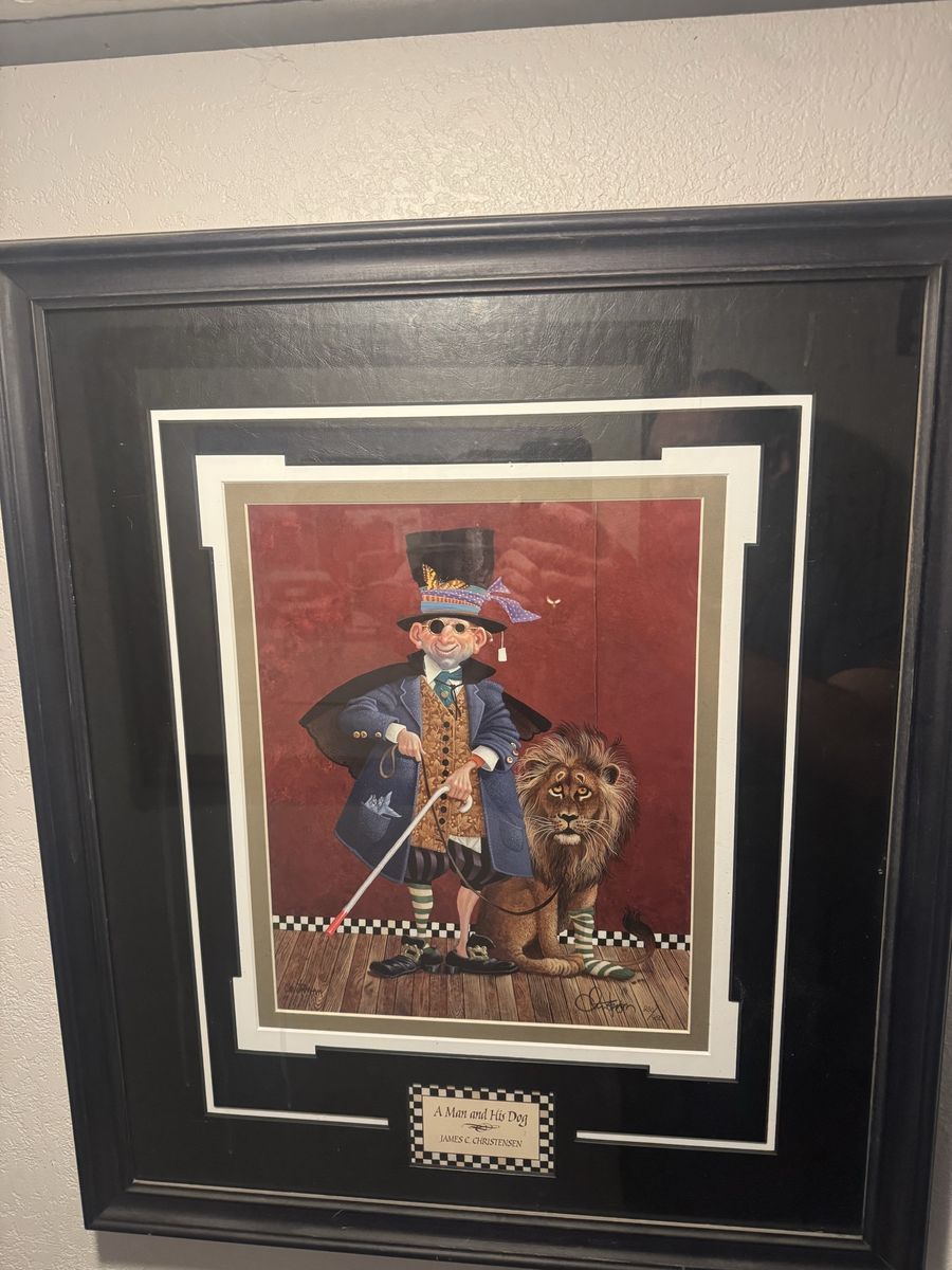 James Christensen "A Man and His Dog" Framed Hand Signed Limited Edition Print 230/1950