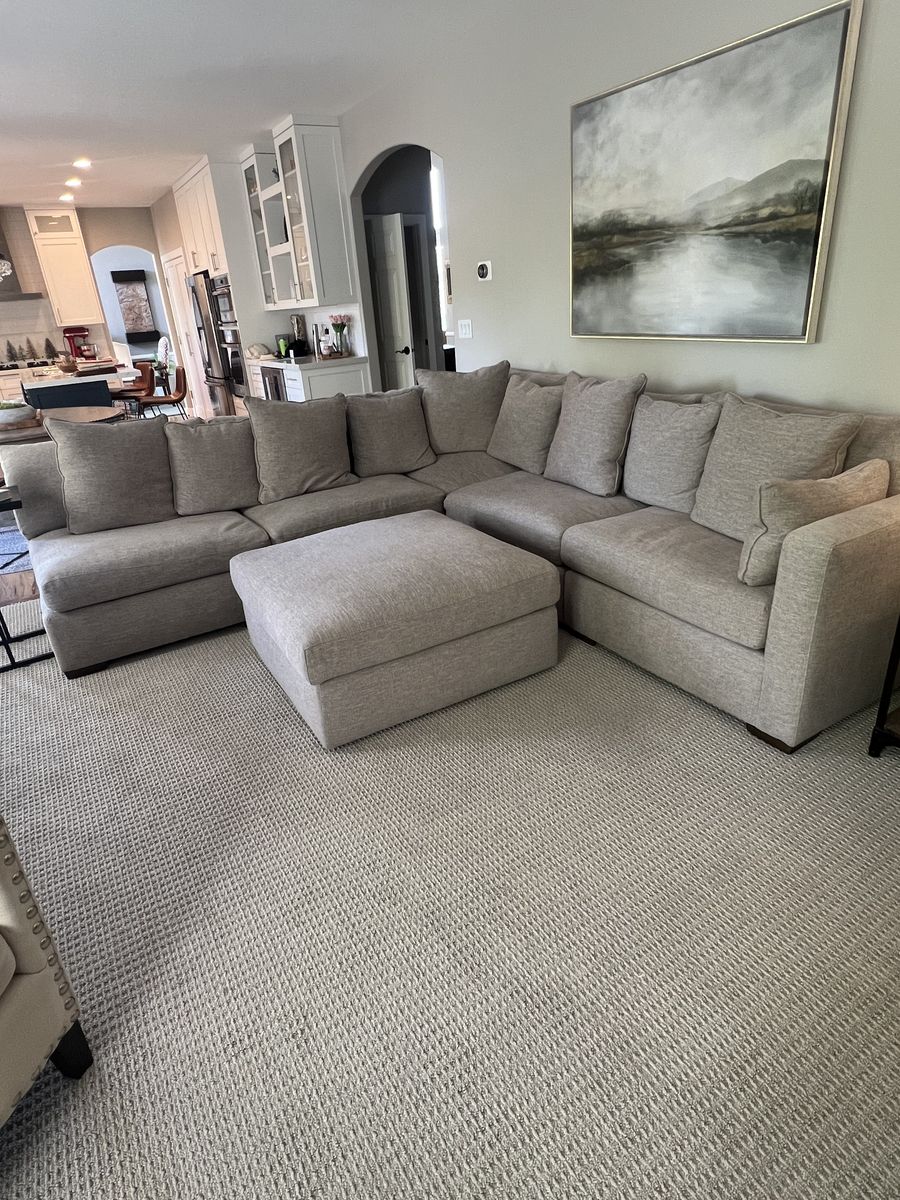 Large light gray Sectional Sofa with Ottoman - Great for Living Rooms