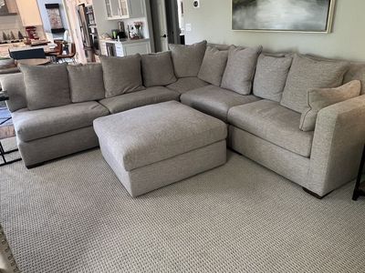 Large light gray Sectional Sofa with Ottoman - Great for Living Rooms