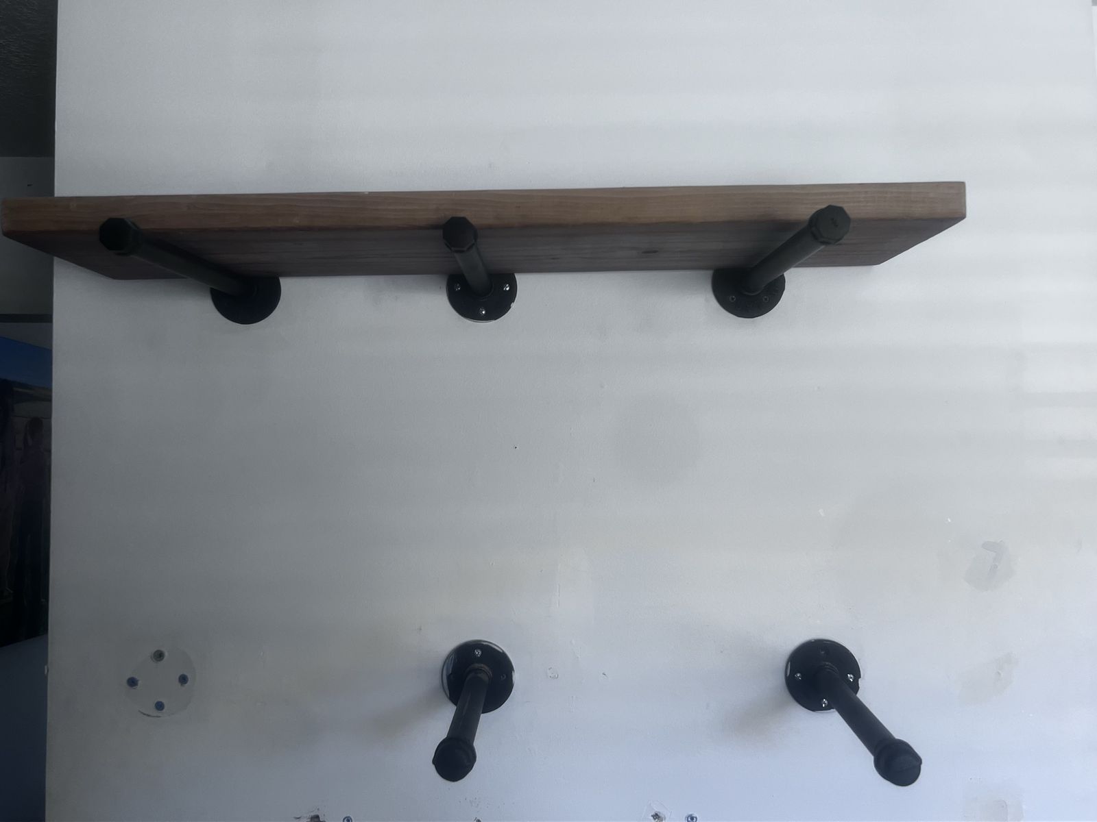 Industrial Style Floating Wall Mounted Shelf - 36" Wood Shelf with Pipe Brackets