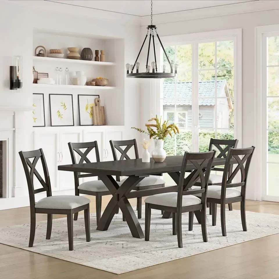 Dining Set – Table + 6 Chairs (Farmhouse Style)