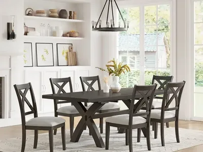 Dining Set – Table + 6 Chairs (Farmhouse Style)
