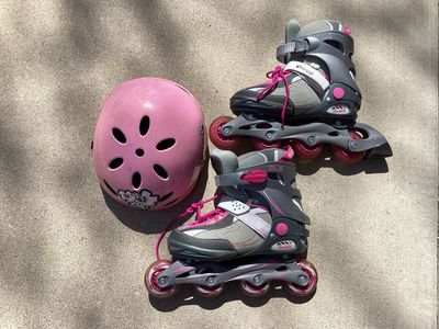 Kids Size 8 Roller Blades & Helmet