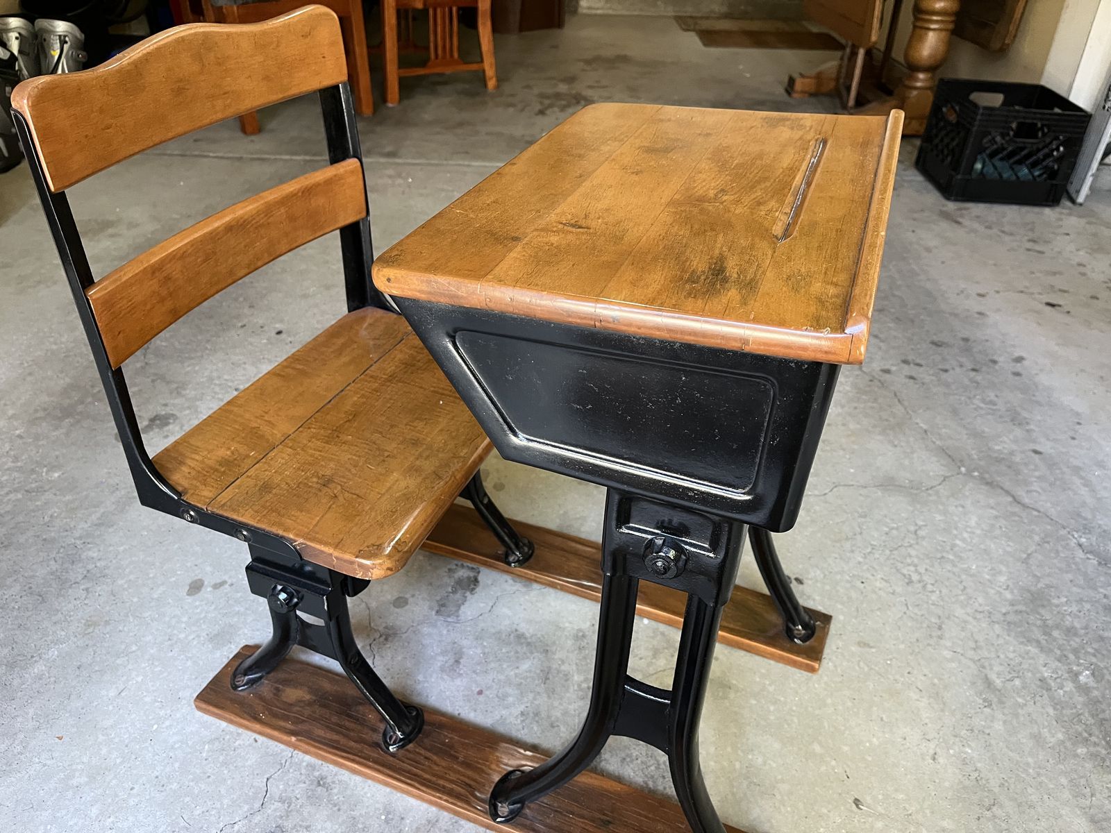 antique child's school desk
