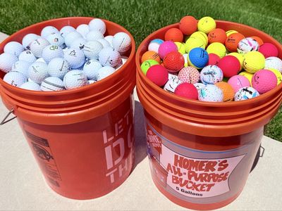 Assorted Used Golf Balls - Bucket of 300+ Mixed Brands (Titleist, Callaway, Srixon, Wilson, TaylorMade, Etc..)