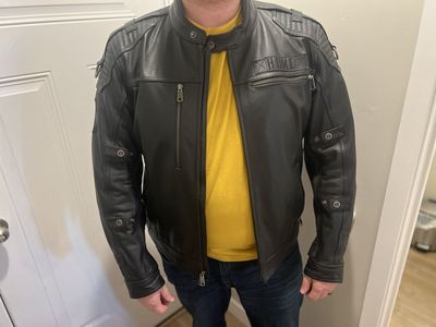 Harley-Davidson HDMC Black Leather Motorcycle Jacket Men's Size XL - Padded, Vented Rider Jacket