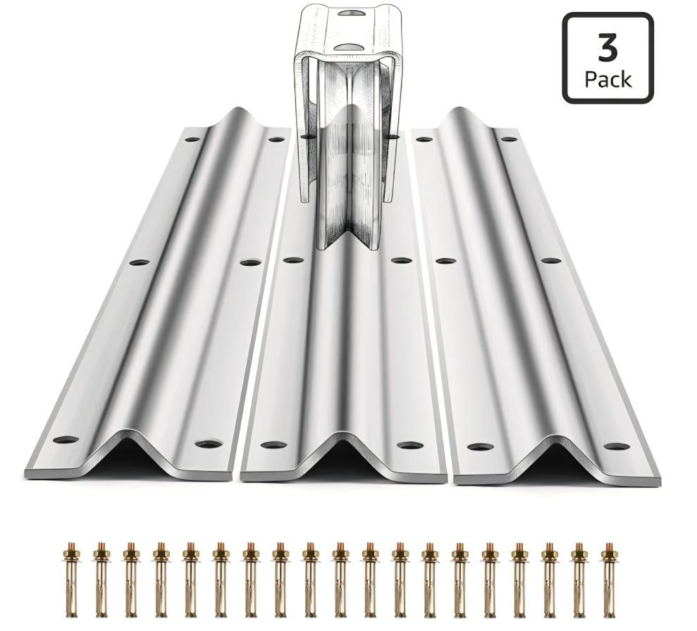 18 FT V-Track Galvanized Inverted V Track for Sliding Gate Rollers with Hardware Kit Heavy Duty Sliding Door Track Rail for Driv