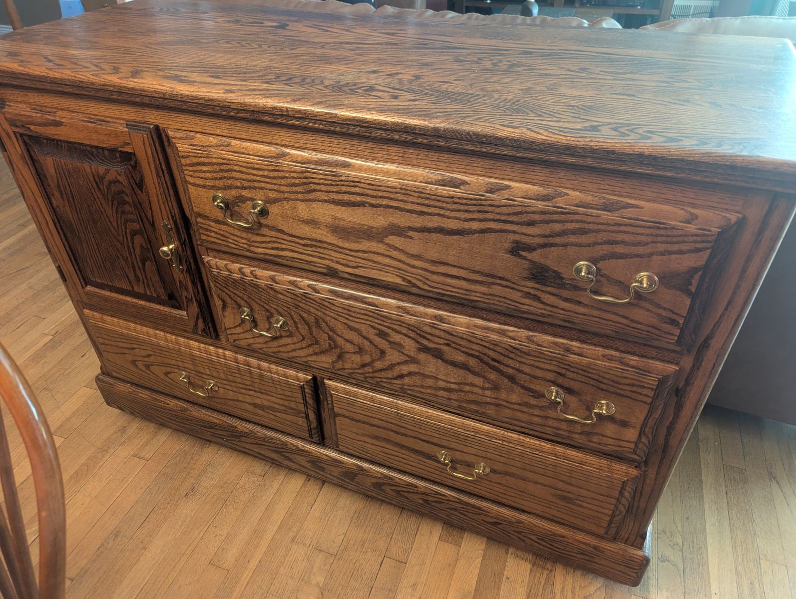 Solid oak dresser. This will last a lifetime.