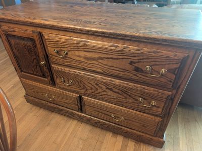 Solid oak dresser. This will last a lifetime.