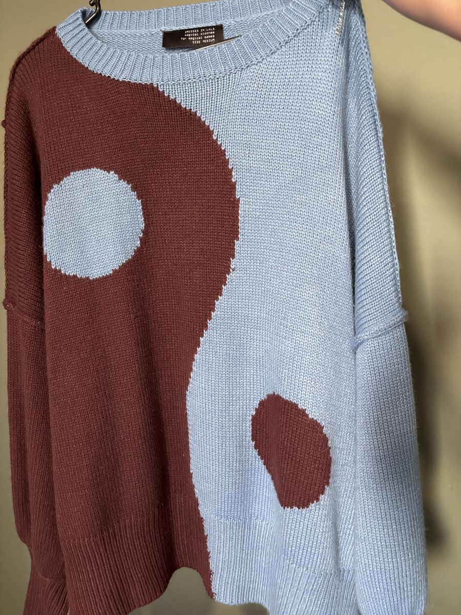 Dressed in LALA Yin Yang Gang Oversized Knit Sweater - Size Medium