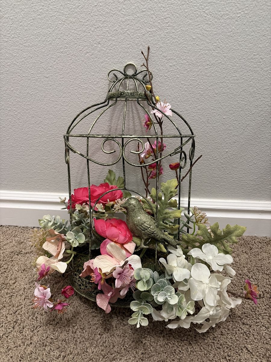 Georgous Half Moon Bird Cage W/Florals