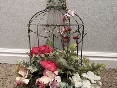 Georgous Half Moon Bird Cage W/Florals