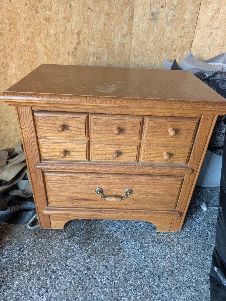 Wooden Nightstand with 2 Small Drawers.