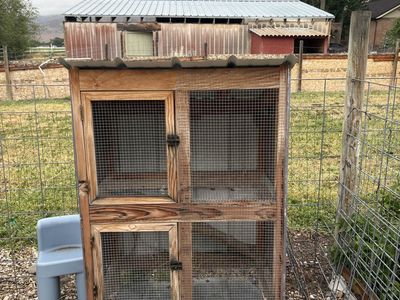 Rabbit hutch,Rustic Wood & Metal Outdoor Animal Cage / Coop - 37" Tall, 26" Deep