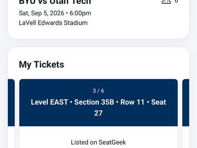 BYU Football vs Utah Tech Row 11!!! $250 each