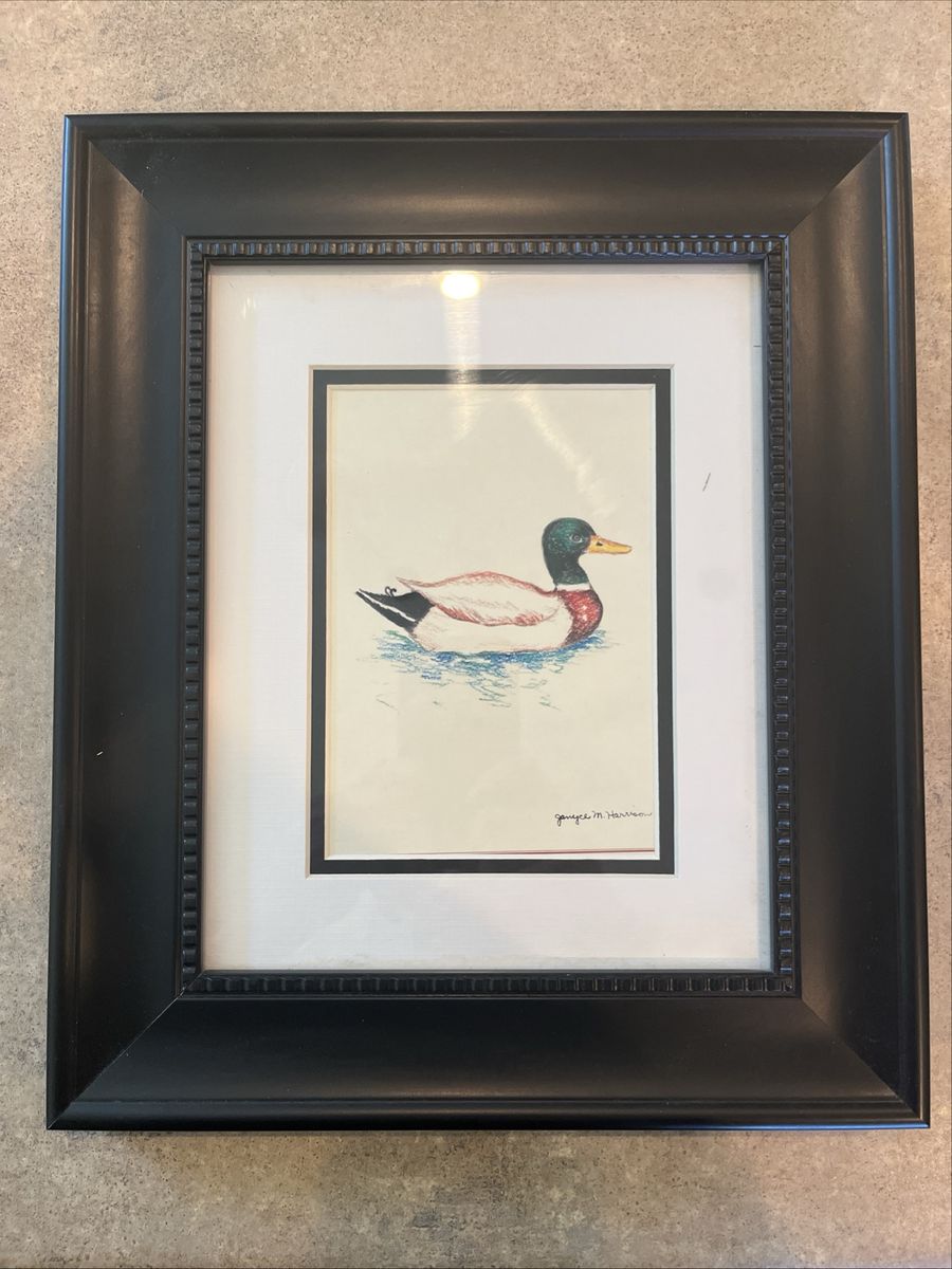 Framed Mallard Duck Print by Janyce M. Harrison - Rustic Home Decor, Wall Art
