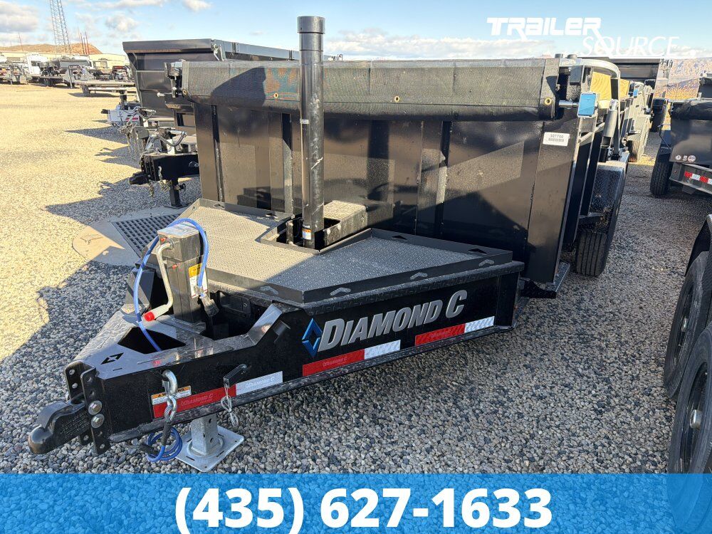 7x14 Diamond C LPT 207 Dump Trailer - 32" Sides - 15.5K GVWR - 14 Ply Tires, Board Brackets, Long Arm Tarp