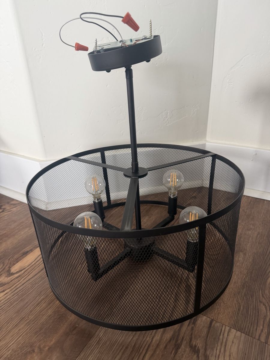 Industrial Style 4-Light Flush Mount Ceiling Light Fixture with Mesh Drum Shade