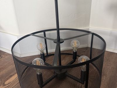 Industrial Style 4-Light Flush Mount Ceiling Light Fixture with Mesh Drum Shade