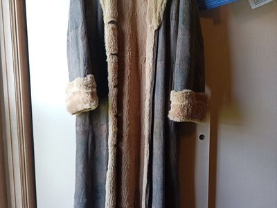 Vintage Suede Shearling Fur Long Maxi Coat Jacket