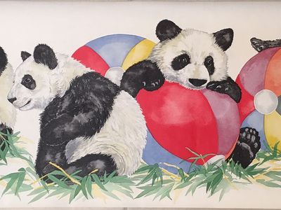 Playful Panda Bear wall paper border