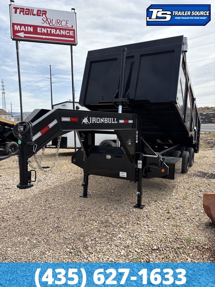 8.5x20 Iron Bull DMG (Frankendump) Gooseneck Tandem Dual Dump Trailer - 48" Sides - 25K GVWR - Electric Tarp, HDSS (Hutch)