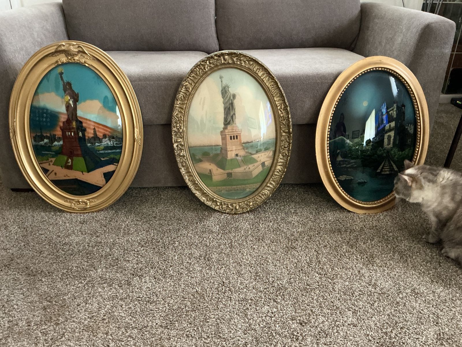 Large early 1900’s Ornate gold gilt frames wall hangings / print / reverse glass painting