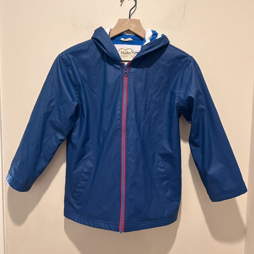 Hatley Blue Hooded Waterproof Splash Rain Coat 8