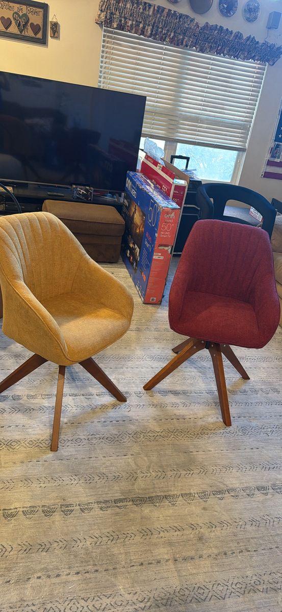 Mustard Yellow and Deep Burgundy Modern Accent Chairs