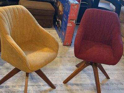 Mustard Yellow and Deep Burgundy Modern Accent Chairs