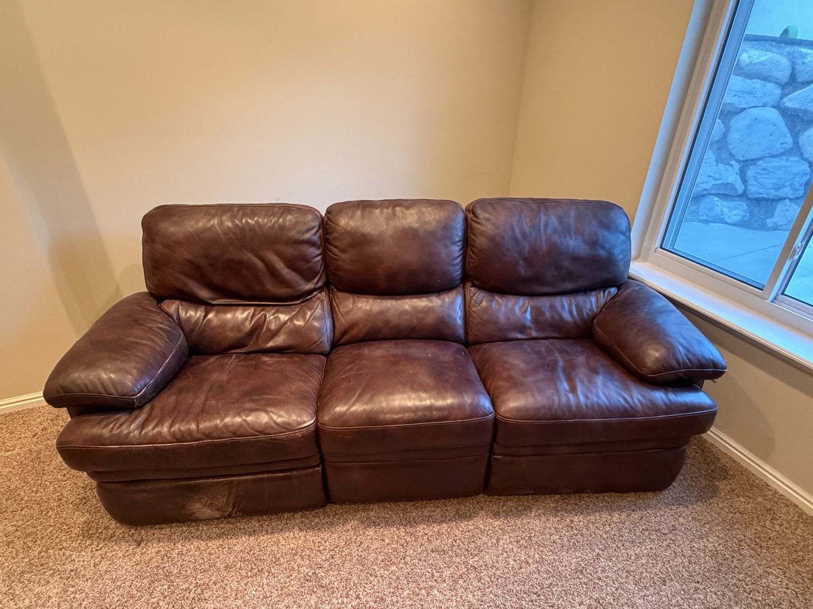Brown Leather Reclining Sofa Couch