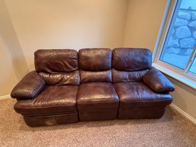 Brown Leather Reclining Sofa Couch