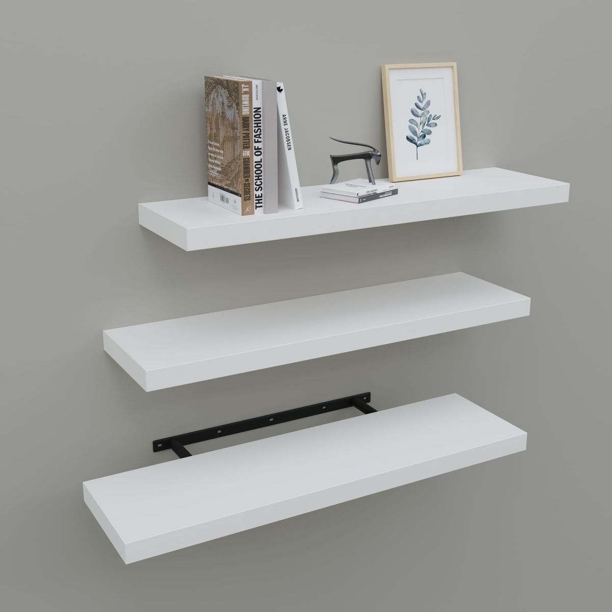 Upassion Floating Shelves Set of 3 - 24 inch White Wall-Mounted