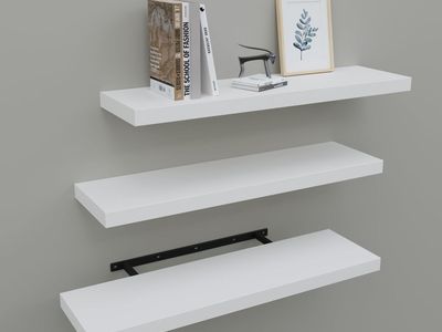 Upassion Floating Shelves Set of 3 - 24 inch White Wall-Mounted