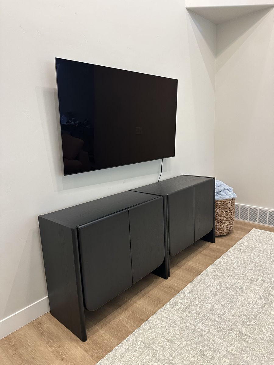 NEW Nathan James Rounded Wood Cabinet Credenza (Set of 2) in Black