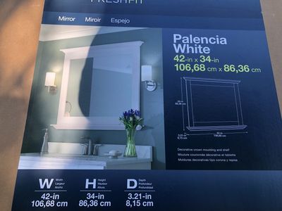 Palencia 42-in x 34-in White Framed Bathroom Vanity Mirror