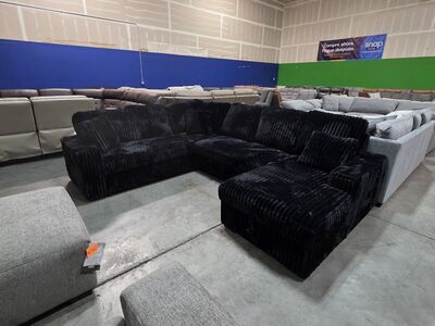 BLACK CORDUROY 3-PIECE SECTIONAL